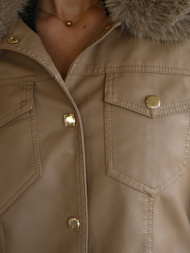 Geacă de piele pentru femei bej OZONEE JS/61M8513/84