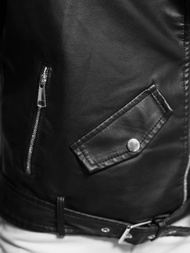 Geacă de piele pentru femei neagră OZONEE JS/11Z8061