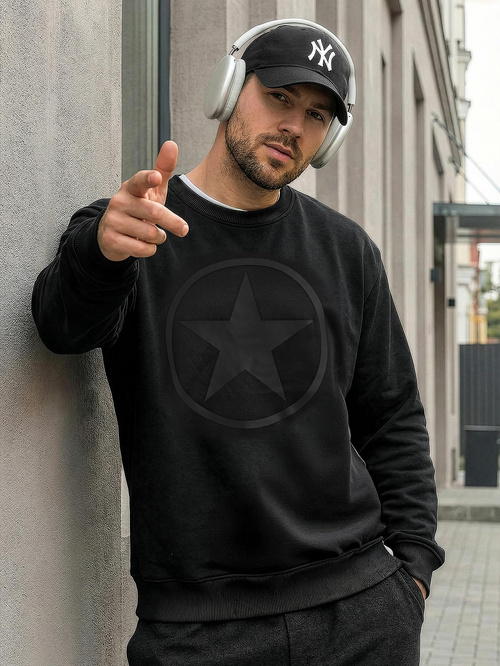 Bluză de trening bărbați negru OZONEE JS/8B1991/3