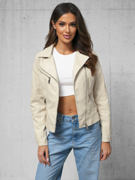 Geacă de piele pentru femei bej OZONEE O/G88