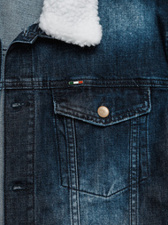 Jachetă de blugi bărbați sherpa albastră închis OZONEE NB/MJ516BSZ