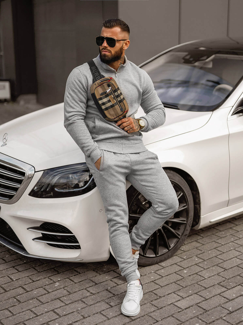 Compleu sport bărbaţi gri OZONEE JS/68C10385/2Z