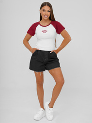 Tricou femei alb-roșu OZONEE JS/R61627