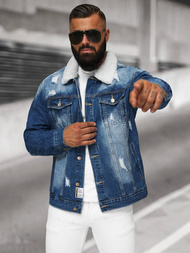 Jachetă de blugi bărbați sherpa albastră OZONEE NB/MJ502BZ