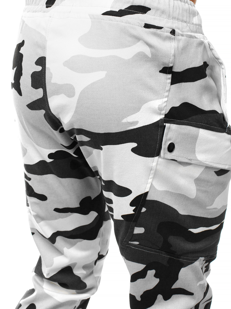 Pantaloni chino jogger pentru bărbați negri-albi OZONEE O/11103