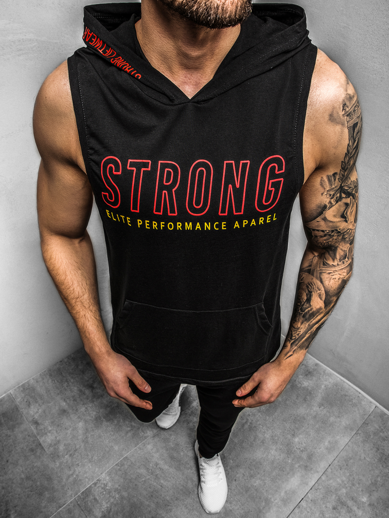 Tricou cu glugă bărbați negru OZONEE MAD/2992Z