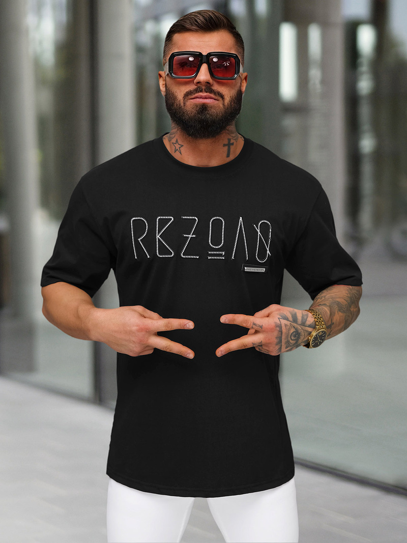 Tricou bărbați negru OZONEE O/QQ1185