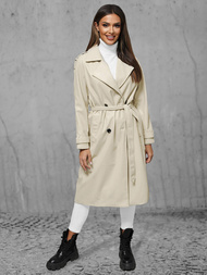 Palton de piele de dama bej deschis OZONEE JS/11Z8100