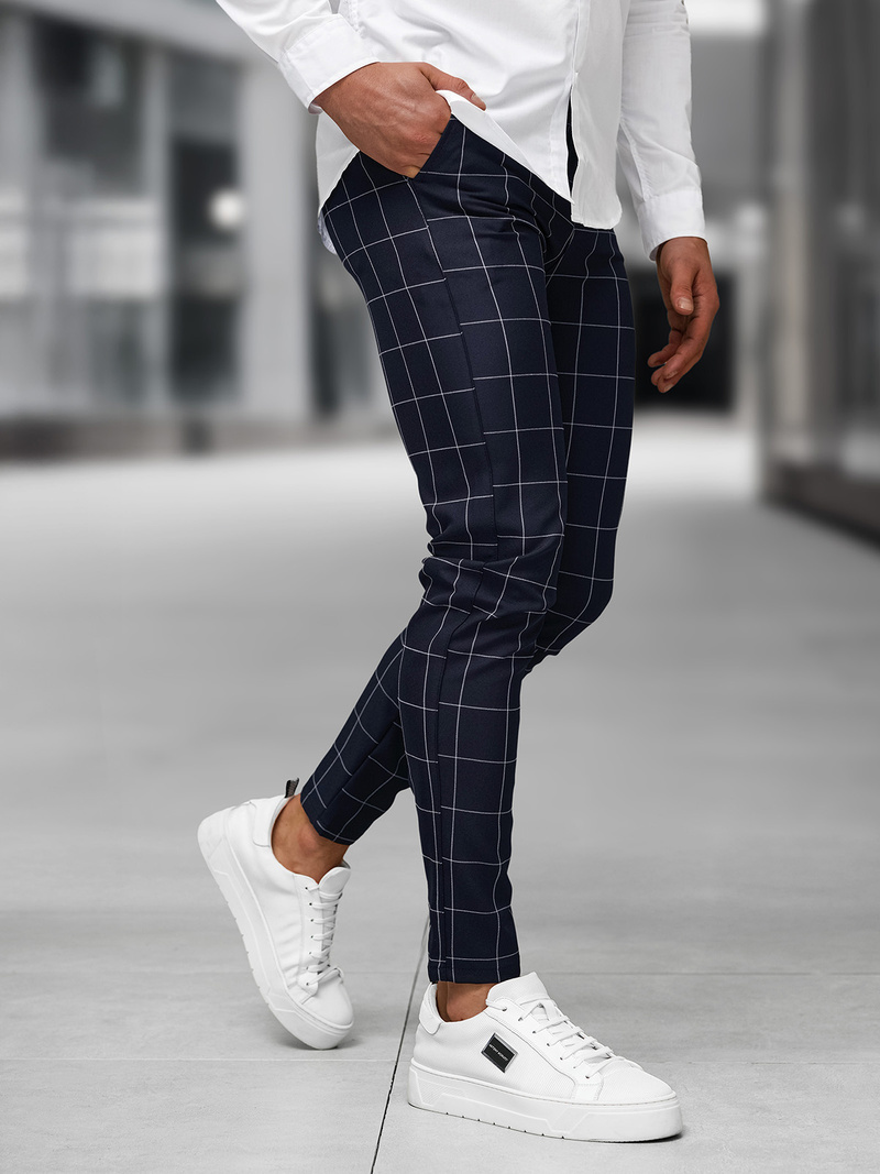 Pantaloni chino bărbaţi albaștri OZONEE DJ/5505Z