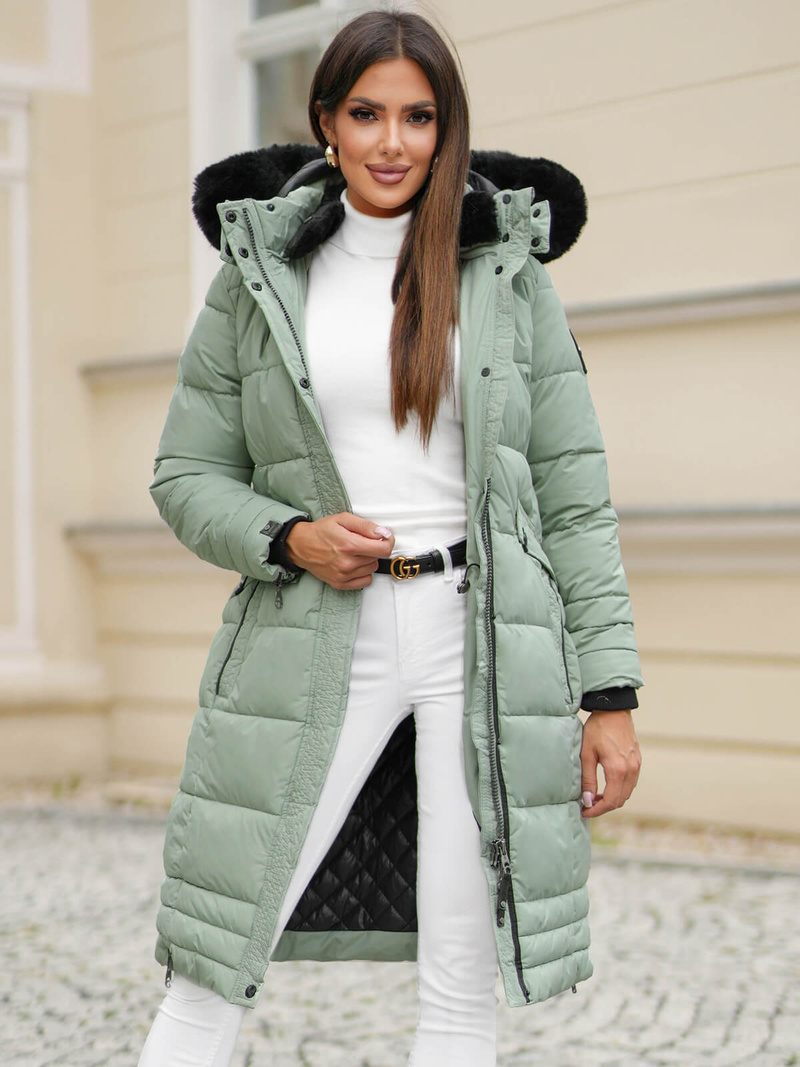 Geacă de femei verde-mentă OZONEE O/W377Z