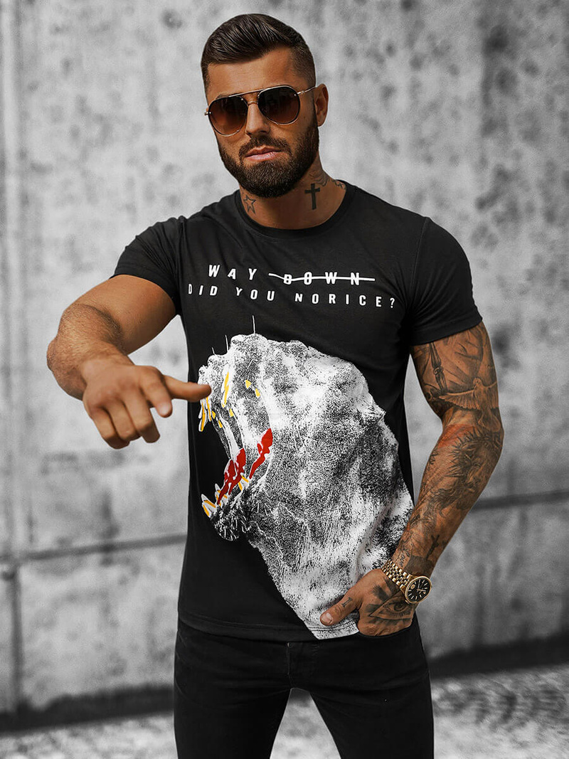 Tricou bărbați negru OZONEE O/T127/3Z