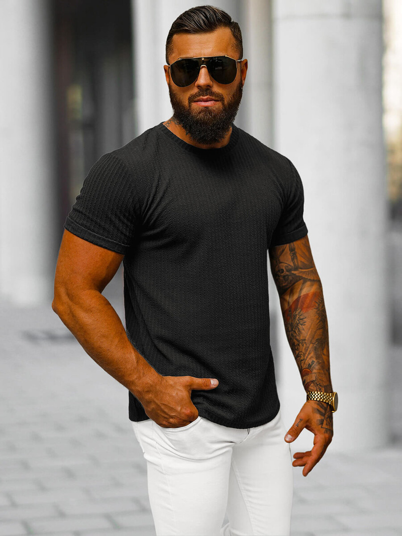 Tricou bărbați negru OZONEE O/7766T