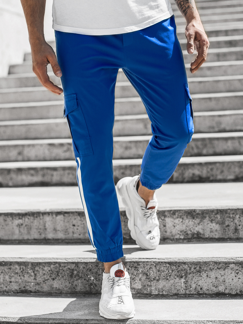 Pantaloni chino jogger pentru bărbați albaștri OZONEE DJ/5580