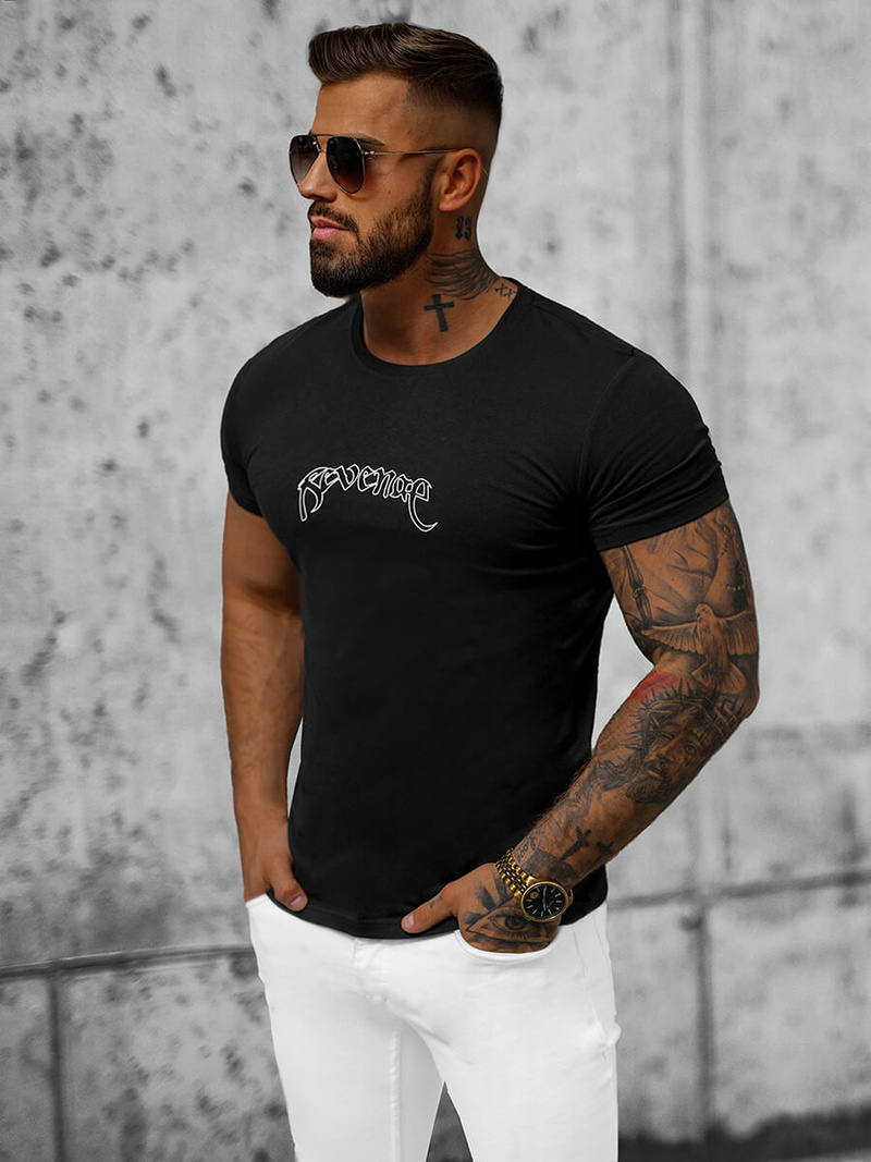 Tricou bărbați negru OZONEE O/T108/3Z