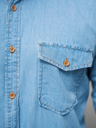 Cămașă de blugi bărbați albastră OZONEE O/225145