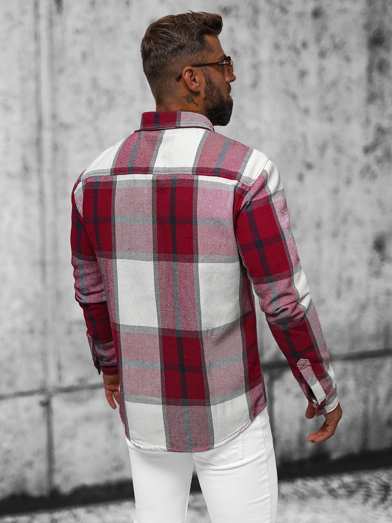 Cămașă bărbați bordo OZONEE NB/MC727R