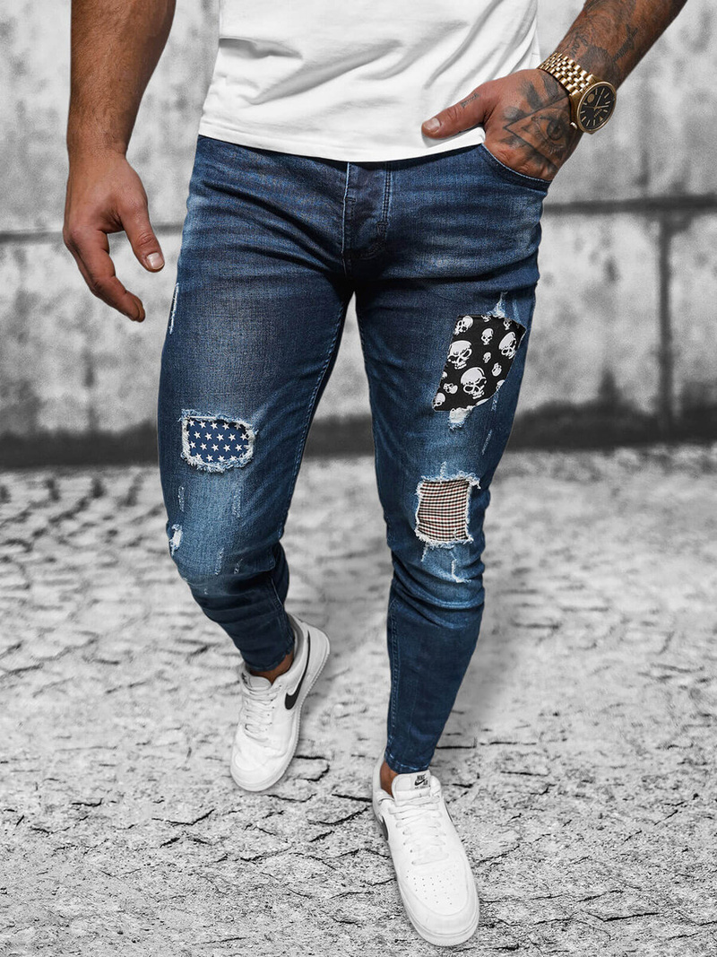 Blugi bărbaţi albaștri închis OZONEE NB/MP0015BS