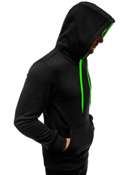 Hanorac cu glugă bărbați negru-verde OZONEE JS/2011