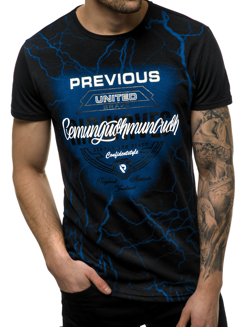 Tricou bărbați negri OZONEE JS/SS10962