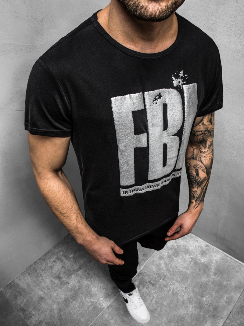 Tricou bărbați negru OZONEE JS/SS100730Z