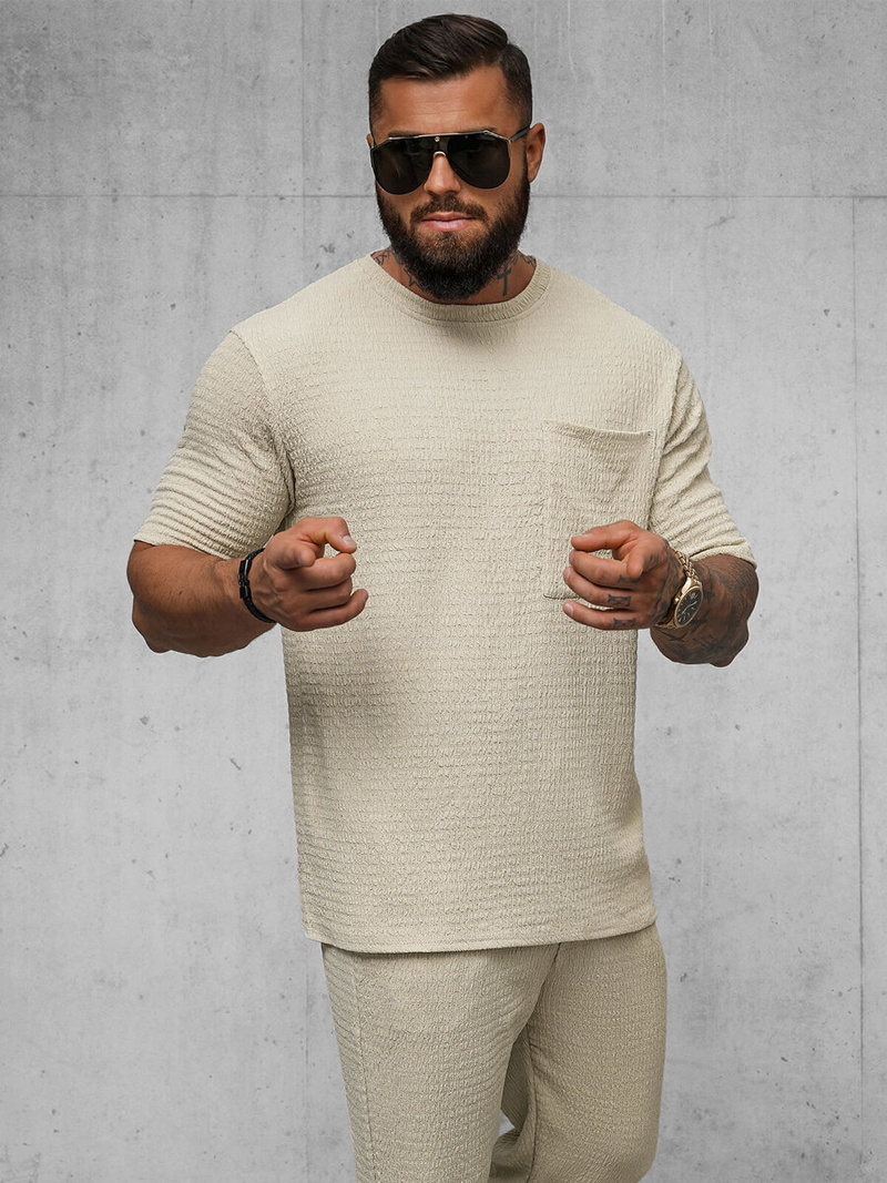 Tricou bărbați bej OZONEE O/Y960T