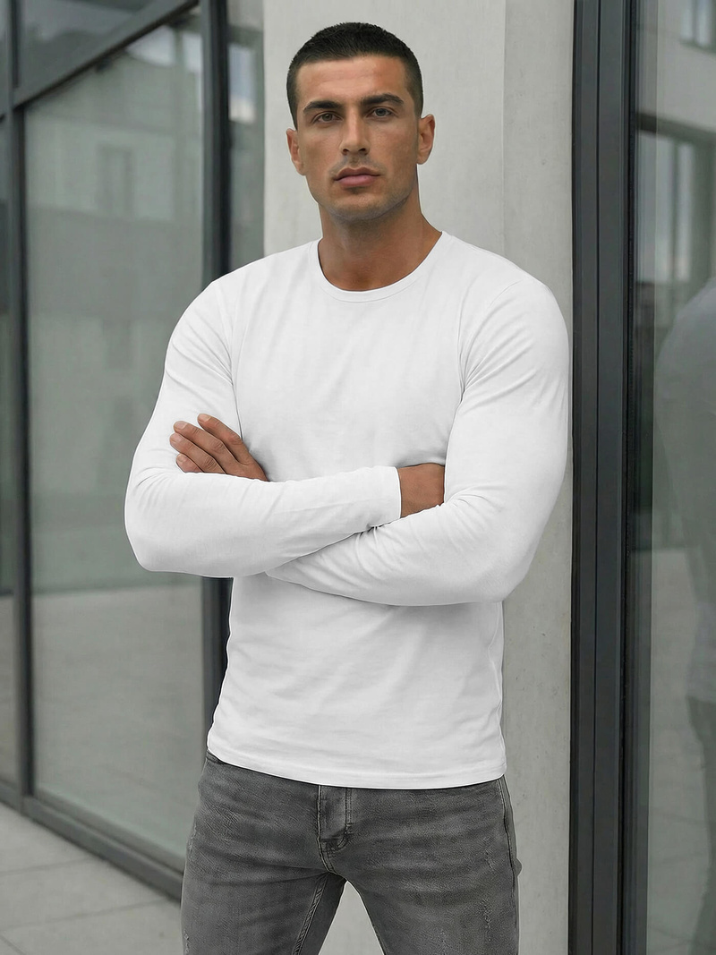 Tricou cu mânecă lungă alb OZONEE JS/DB71/2