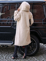 Geacă de iarnă din blană pentru femei bej OZONEE JS/11Z8250