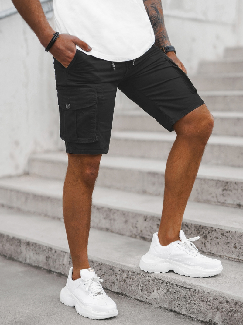 Pantaloni scurti chino bărbați negri OZONEE T/BB70010/1