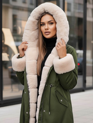 Geacă de iarnă damă verde OZONEE JS/M763/136Z