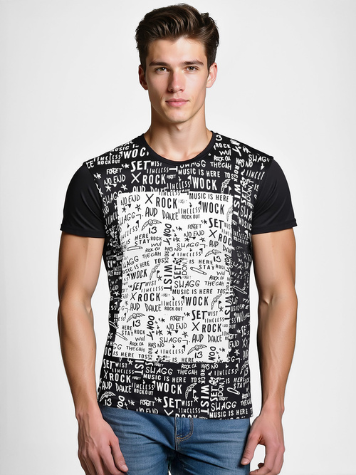 Tricou bărbați negru OZONEE O/T122/3Z