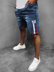 Pantaloni scurti blugi bărbați albastru-roșu OZONEE JS/KK1080