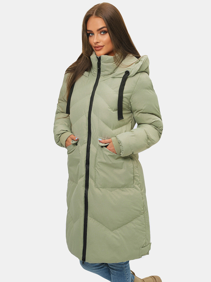 Geacă de iarnă parka femei verde deschis OZONEE JS/M735/156