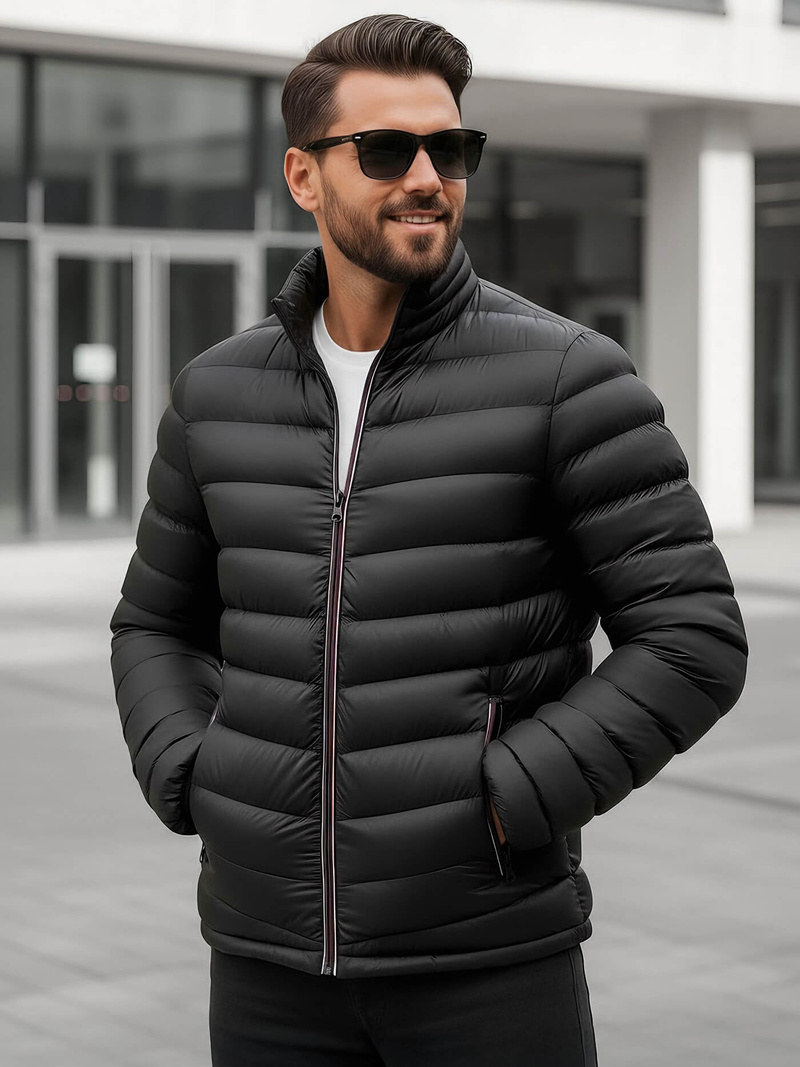 Jachetă de primăvară bărbați neagră OZONEE JS/SM71Z