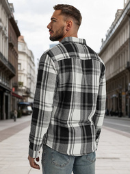 Cămașă bărbați neagră-albă OZONEE NB/MC728N/3