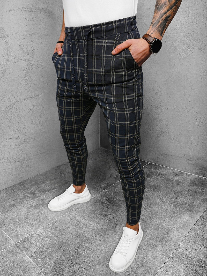 Pantaloni chino bărbaţi albastru marin OZONEE DJ/2282/22