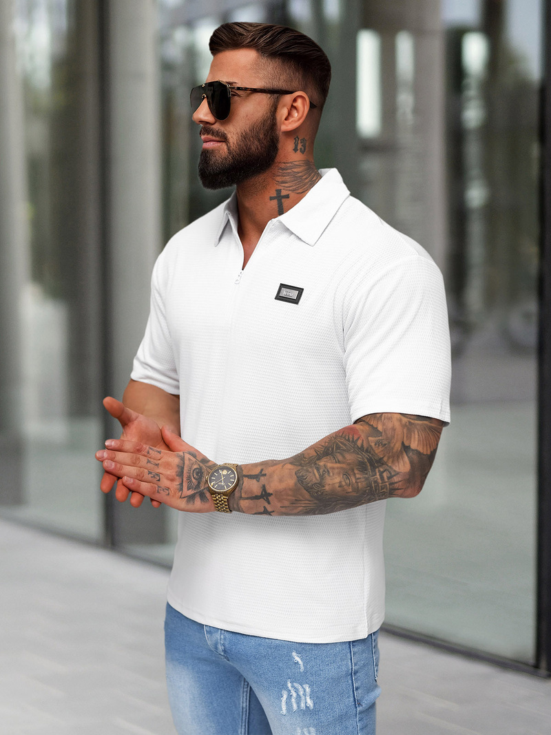 Tricou polo bărbați alb OZONEE O/YN2/593