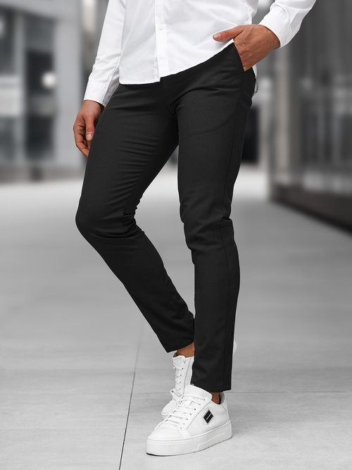 Pantaloni chino bărbaţi negri OZONEE DJ/5526Z