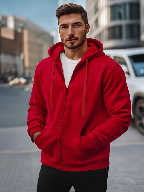 Hanorac bărbați roșu închis OZONEE JS/2008Z