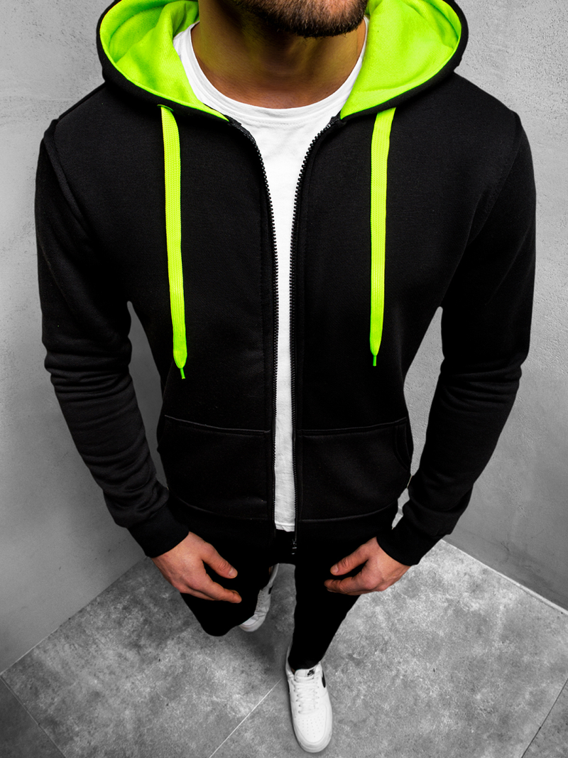 Hanorac bărbați neagră-acvamarin OZONEE JS/2013Z