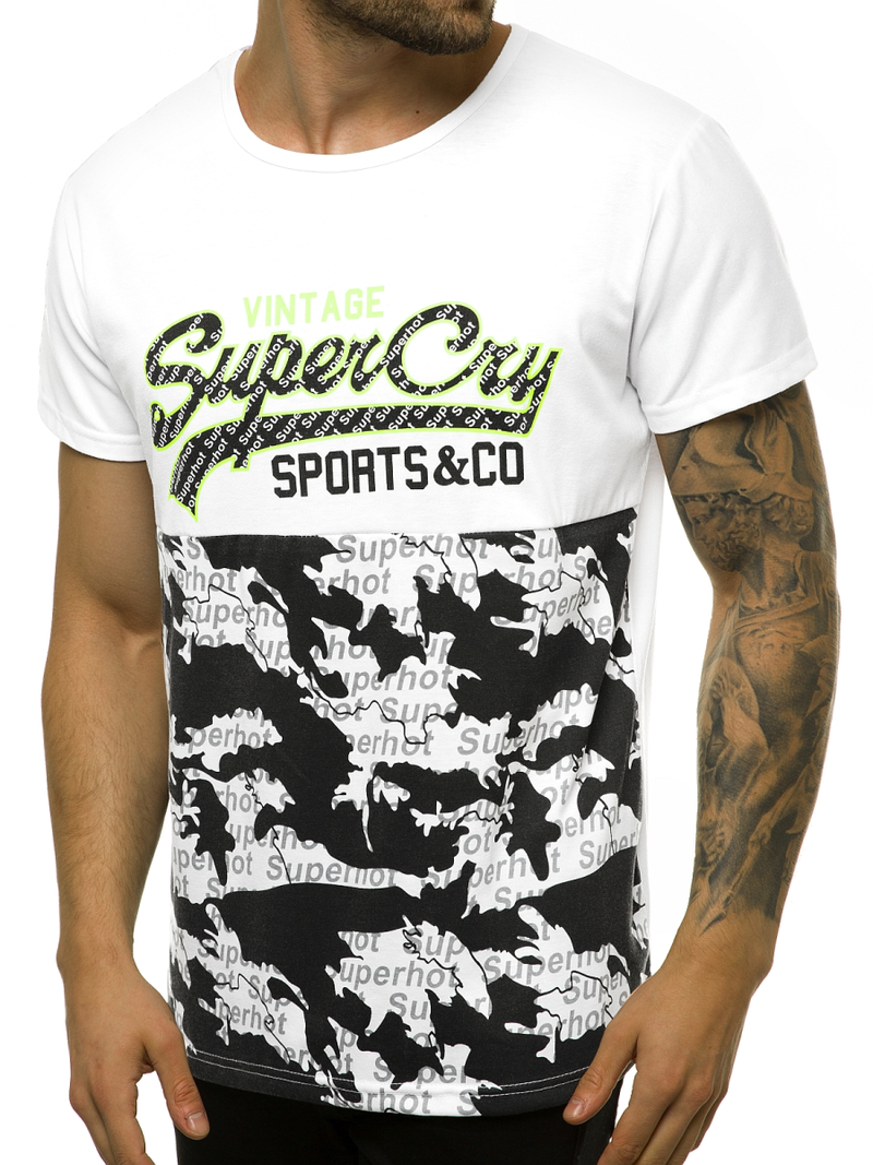 Tricou bărbați alb OZONEE JS/KS1981