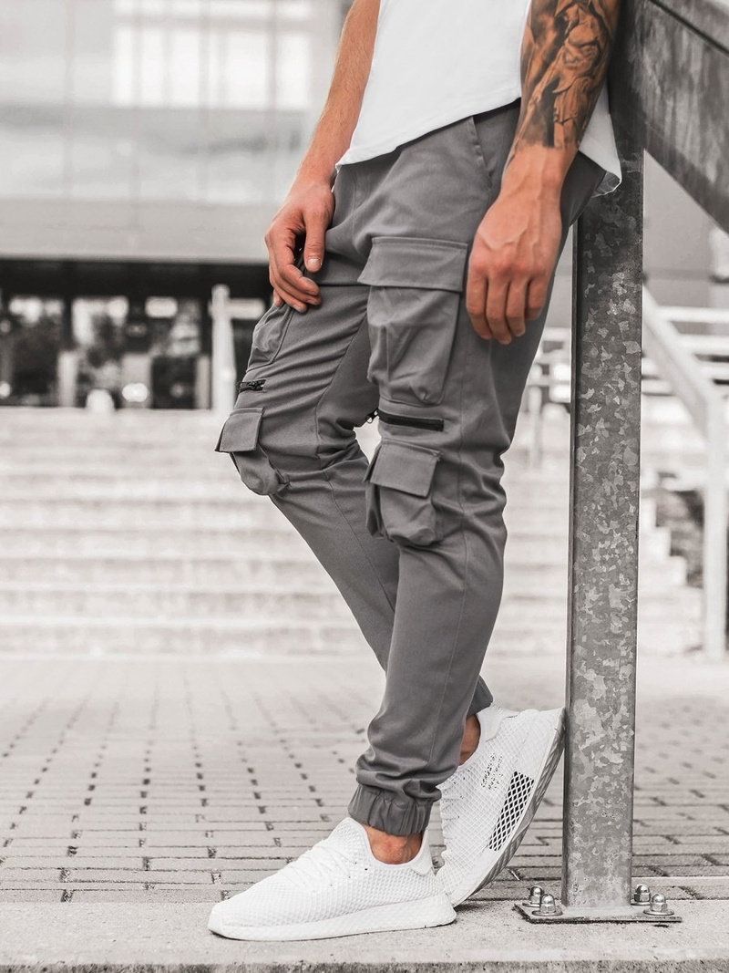 Pantaloni chino jogger pentru bărbați gri OZONEE G/2787