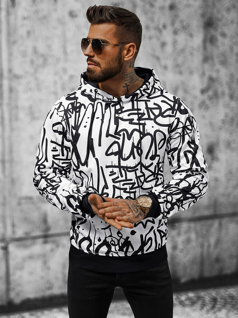 Hanorac bărbați alb OZONEE JS/8B1151/1