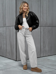 Geacă de piele pentru femei neagră OZONEE JS/11Z8281Z