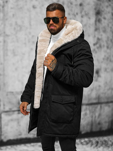Geacă de iarnă parka bărbați neagră OZONEE JS/5M120/392