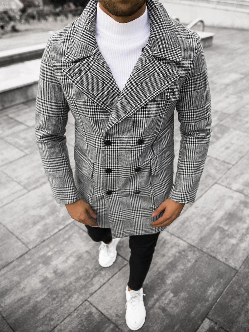 Palton bărbați negru-alb OZONEE JS/JP1192