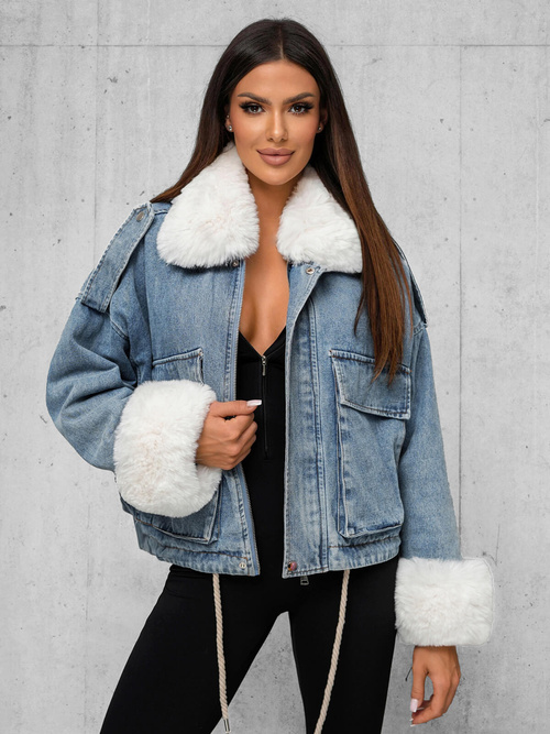 Jachetă de blugi femei albastră OZONEE JS/11Z8219Z