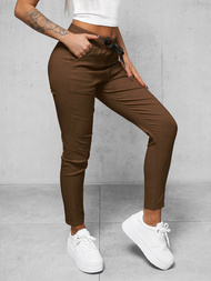 Pantaloni chino de dama maro inchis OZONEE O/7737