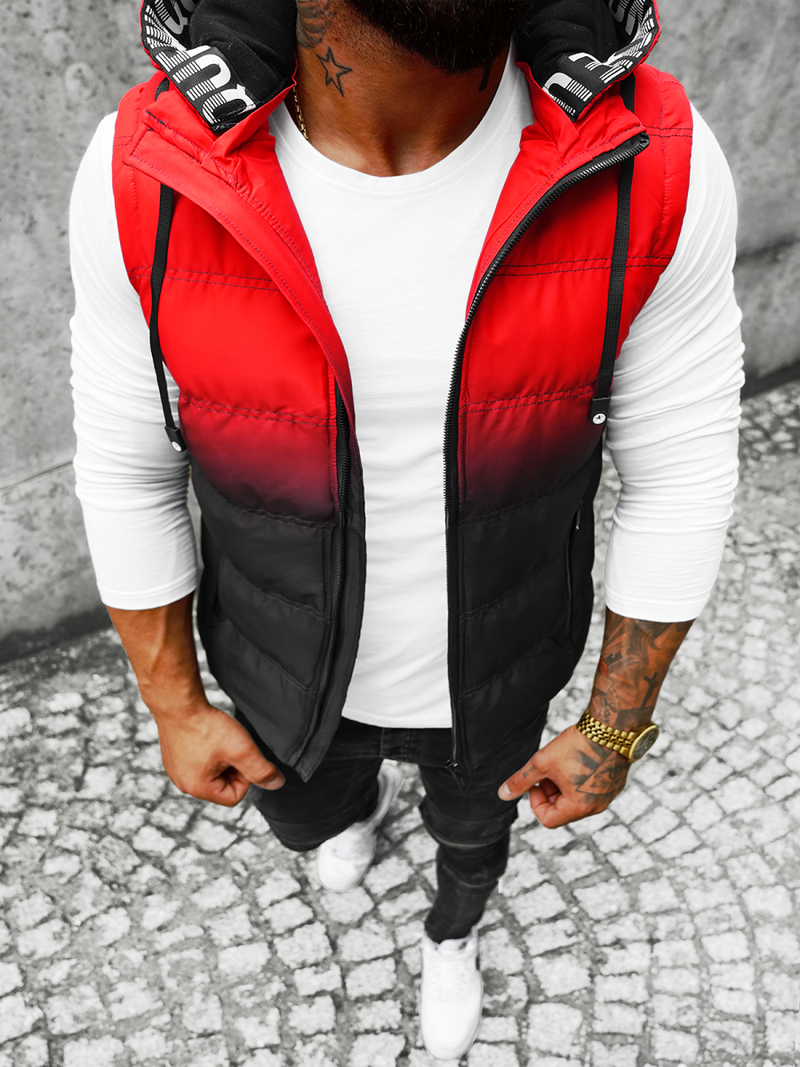 Vestă bărbați roșu-neagră OZONEE JS/M757/270