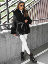 Geacă de piele pentru femei neagră OZONEE JS/11Z8079Z