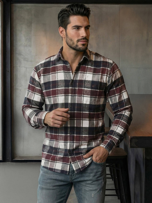 Cămașă bărbați bordo OZONEE V/V174Z